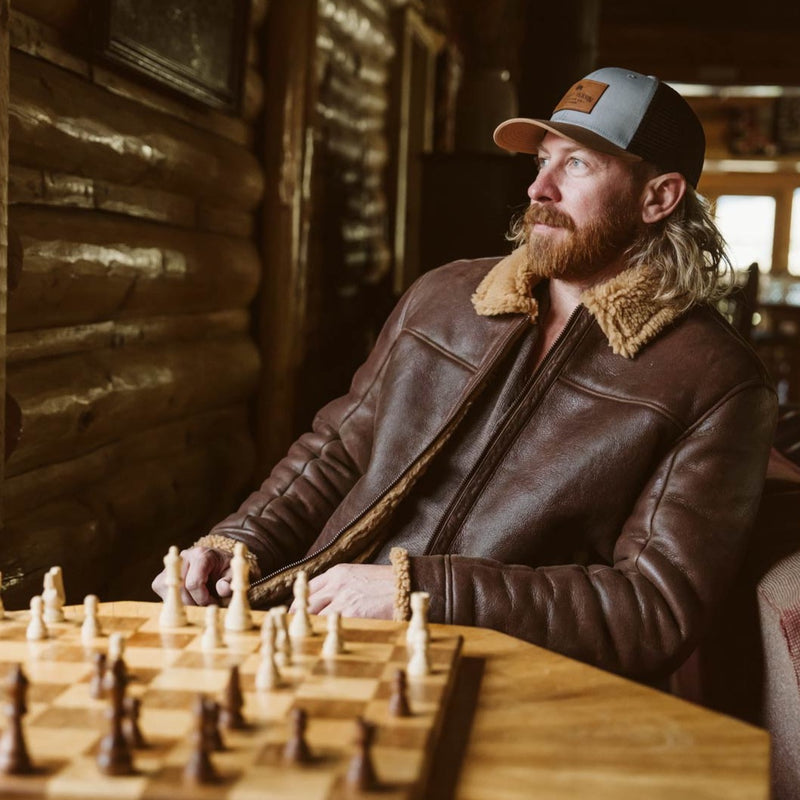 Buffalo Jackson Shearling Bomber Jacket in Grizzly Brown